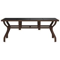 Tuintafel 180x80x70 cm staal en glas bruin en zwart - thumbnail