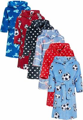 Kinderbadjassen met print-Voetbal rood-134/140
