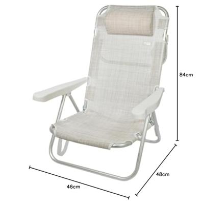 Klapstoel met Hoofdsteun Aktive Ibiza Beige 48 x 84 x 46 cm (2 Stuks) Klapstoel met Hoofdsteun Aktive Ibiza Beige 48 x 84 x 46 cm (2 Stuks)