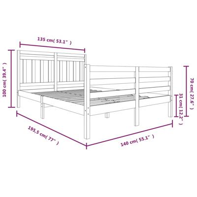 Bedframe massief hout 135x190 cm