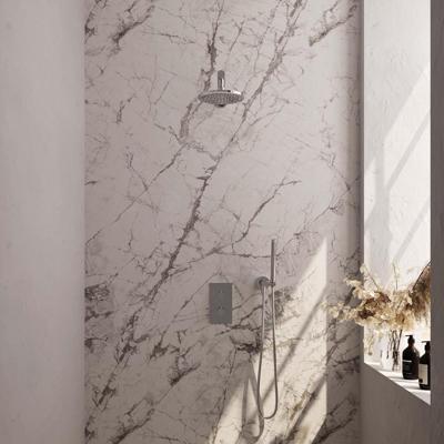 Brauer Chrome Carving Thermostatische Regendoucheset Inbouw - Hoofddouche 20 cm - Rechte Wandarm - 3 Weg - Handdouche Staaf - Doucheslang - Wandaansluitbocht - Chroom