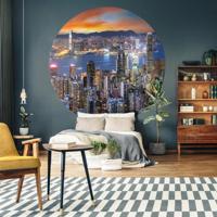 WallArt behangcirkel skyline by night 190 cm - thumbnail