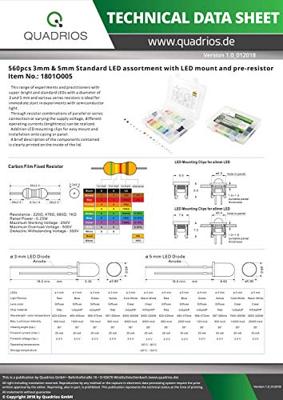 Quadrios LED-assortiment Rood, Groen, Geel, Blauw, Koud-wit, Warm-wit 3 mm, 5 mm 20 mA 2.0 V Quadrios LED-assortiment Rood, Groen, Geel, Blauw, Koud-wit, Warm-wit 3 mm, 5 mm 20 mA 2.0 V