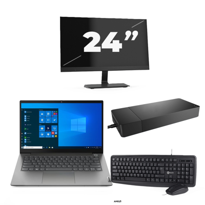 Lenovo ThinkBook 14 G3 ACL - AMD Ryzen 7 5700U - 14 inch - 16GB RAM - 256GB SSD - Windows 11 Home + 1x 24 inch Monitor
