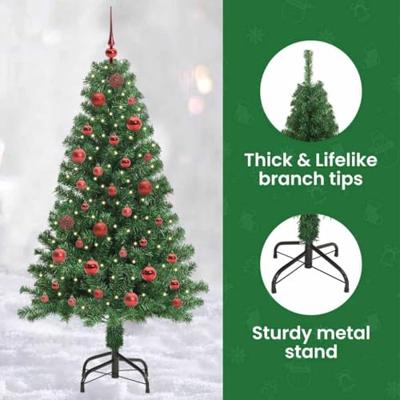 VidaXL Kunstkerstboom groen 150 cm pvc en staal en kunststof VidaXL Kunstkerstboom groen 150 cm pvc en staal en kunststof