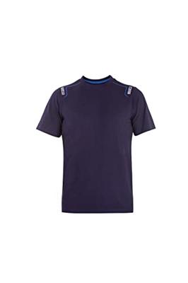 Heren-T-Shirt met Korte Mouwen Sparco TECH STRETCH Marineblauw - Maat: S
