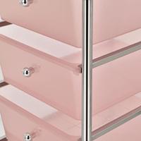 VidaXL Opbergtrolley met 4 lades mobiel kunststof roze - thumbnail