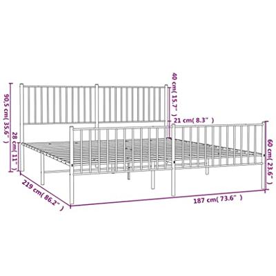 Bedframe met hoofd- en voeteneinde metaal wit 183x213 cm Bedframe met hoofd- en voeteneinde metaal wit 183x213 cm