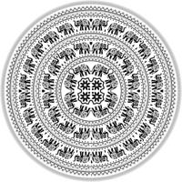 Mandala Wandkleed Rond Olifant Zwart/Wit (180 cm) - thumbnail