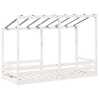 Kinderbed met bedhuis 75x190 cm massief grenenhout wit - thumbnail