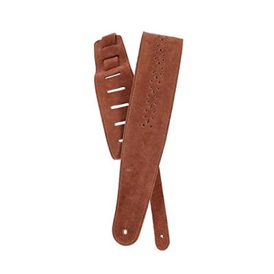 D'Addario 25PRF04 gitaarband 'vented leather' camel suède rosette D'Addario 25PRF04 gitaarband 'vented leather' camel suède rosette