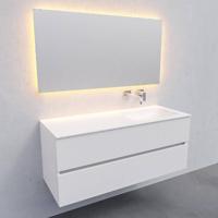 Badkamermeubel Solid Surface AQS Oslo 120x46 cm Rechts Mat Wit Boss & Wessing - thumbnail