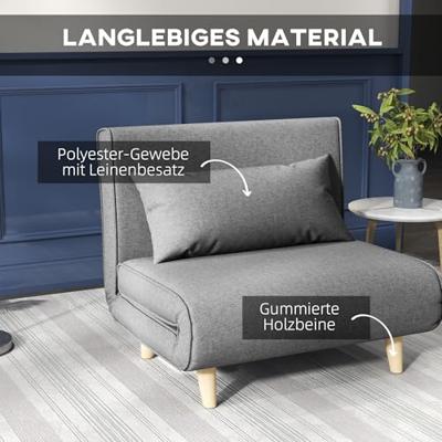 HOMCOM Slaapstoel (Breedte 94 cm, Donkergrijs)