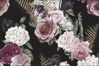 Fotobehang - Roze rozen in Vintage Stijl, in 11 maten te koop, incl behanglijm