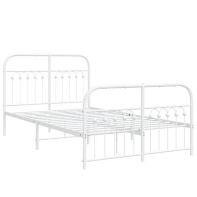Bedframe met hoofd- en voeteneinde metaal wit 120 x 190 cm