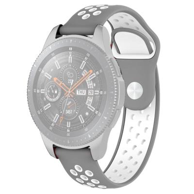 Dubbele kleur polsband horloge band voor Galaxy Watch 46mm (grijs wit)