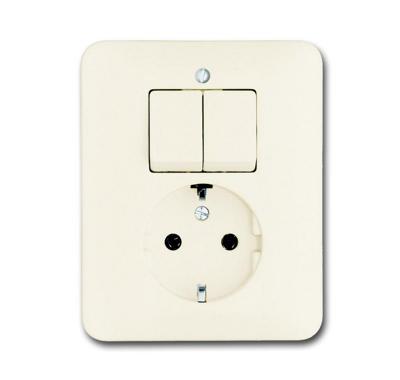 Busch-Jaeger combinatie wandcontactdoos 1-voudig met randaarde en serieschakelaar inbouw creme