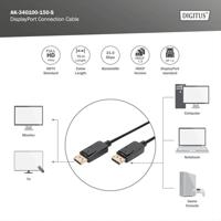 Digitus AK-340100-150-S DisplayPort-kabel DisplayPort Aansluitkabel DisplayPort-stekker, DisplayPort-stekker 15.00 m Zwart Rond, Afgeschermd (drievoudig) - thumbnail