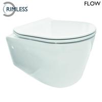 Wandcloset Rimless Flow Met Flatline Zitting Wit Aqua Splash - thumbnail