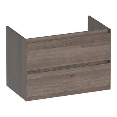 Brauer Inspire - Onderkast 80 cm - met 2 Softclose Lades Greeploos en 1 Sifon Uitsparing - Lamellen Eiken Zwart