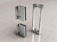 Scharnierset En Greep tbv Profielloze Nisdeur Wiesbaden Less Chroom - thumbnail