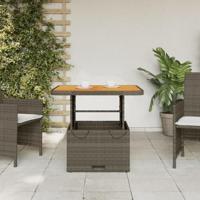 Tuintafel 80x80x71 cm poly rattan en acaciahout grijs - thumbnail