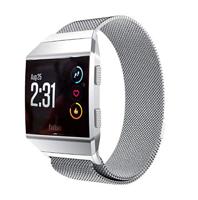By Qubix - Compatible met Fitbit Ionic Milanese bandje - Maat: Large - Zilver - Compatible fitbit bandje - thumbnail