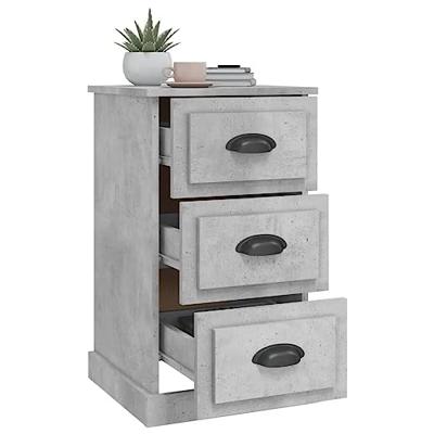 Nachtkastje 39x39x67 cm bewerkt hout betongrijs