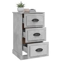 Nachtkastje 39x39x67 cm bewerkt hout betongrijs - thumbnail