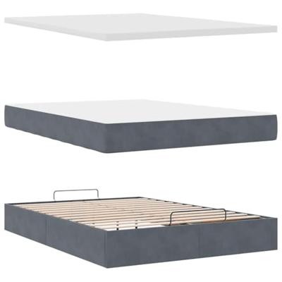 Ottoman bed met matras 140x200cm fluweel donkergrijs