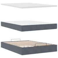 Ottoman bed met matras 140x200cm fluweel donkergrijs - thumbnail