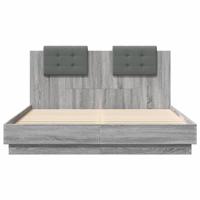 Bedframe met hoofdbord en LED grijs sonoma eiken 150x200 cm - thumbnail