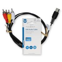 DIN-Audiokabel | DIN 5-Pins Male | 4x RCA Male | Vernikkeld | 1.00 m | Rond | PVC | Zwart - thumbnail