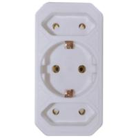 VB 41198 verloopstekker 2x euro + 1x ra wit - thumbnail