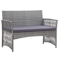 4-delige Loungeset met kussen poly rattan antraciet - thumbnail