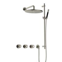 Hotbath Cobber - CW7067 - Inbouw Regendoucheset - Geborsteld Nikkel - 2 Stopkranen - Thermostatisch - Wandarm 40 cm - Hoofddouche 300 mm - Ronde Handdouche - Glijstang 900 mm - met M106 - Waterbesparend - thumbnail