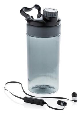 XD Collection sportfles met bluetooth oortjes 500 ml antraciet