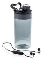 XD Collection sportfles met bluetooth oortjes 500 ml antraciet - thumbnail