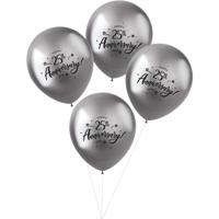 Ballonnen Metallic Zilver '25th Anniversary' (4 st) - thumbnail