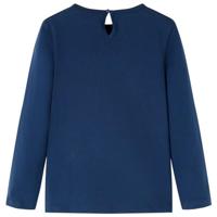 Kindershirt met lange mouwen paardenprint 128 marineblauw - thumbnail