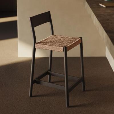 Kave Home Barkruk 'Yalia' Eikenhout, kleur Zwart (zithoogte 65cm)