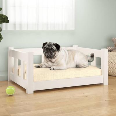 VidaXL Hondenmand 65,5x50,5x28 cm massief grenenhout wit VidaXL Hondenmand 65,5x50,5x28 cm massief grenenhout wit