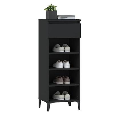 VidaXL Schoenenrek 40x36x105 cm bewerkt hout zwart VidaXL Schoenenrek 40x36x105 cm bewerkt hout zwart