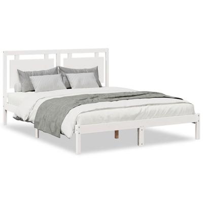Bedframe extra lang zonder matras massief hout wit 140x210 cm