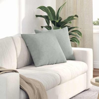 Sofa Kussens 2 pcs Lichtgrijs 50 x 50 cm Katoen Stof Sofa Kussens 2 pcs Lichtgrijs 50 x 50 cm Katoen Stof