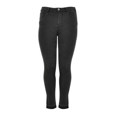 Yoek high waist skinny jeans ripped bottom antraciet