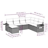 7-delige Loungeset met kussens poly rattan beige - thumbnail