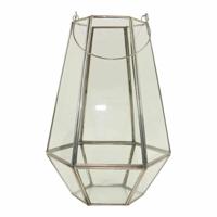 Glazen Lantaarn Zilverkleurig Medium - thumbnail