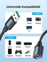 Verlengkabel USB Vention CBHBI 3 m Zwart - thumbnail