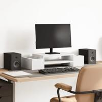 VidaXL Monitorstandaard met opbergruimte 70x27x15 cm bewerkt hout wit - thumbnail